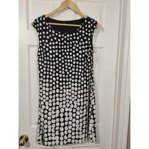 Sienna Studio Women's Black With Cream Colored Dots Sleeveless Dress Large